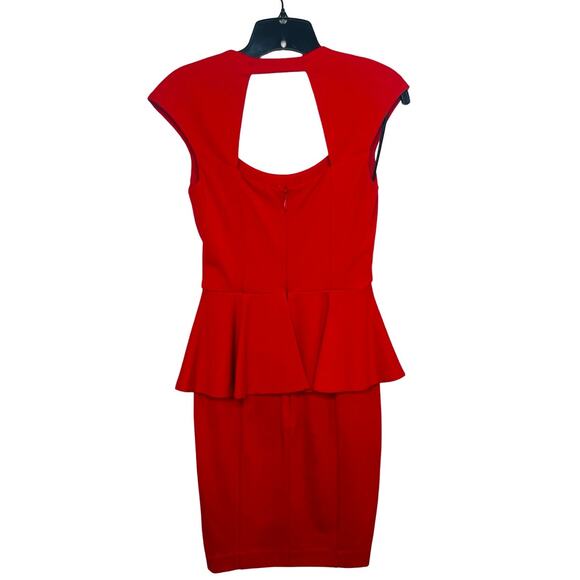 Vintage Y2K Bebe Red Peplum Pin-up Dress Fitted Over the Knee Size XS - Picture 3 of 7